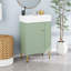 Petit meuble-lavabo 21,6 po avec lavabo en céramique, meuble-lavabo autoportant avec porte à fermeture en douceur, rangement sur le côté droit-330648942