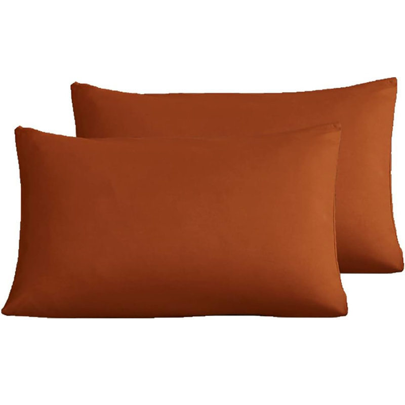 Wellboo 2 Pieces Pillowcases Standard Envelope Closure Pillowshams Pack of 2, 20inX30in, Burnt Oragne
