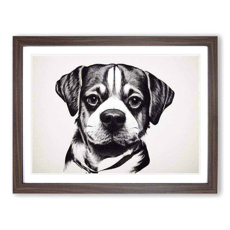 Dog Vol.9 - Single Picture Frame Print, 46cm H x 64cm W, Walnut