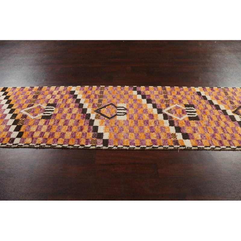 One-of-a-Kind 2'11" X 12'10" New Age Runner Wool Area Rug in Orange