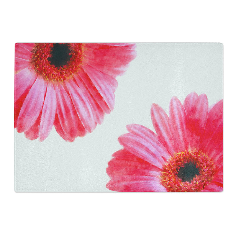 Tempered Glass Two Spring Flowers Painting Chopping Board, 20 cm x 28.5 cm