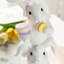 17,5 "H Lapin de Pâques empilé en résine avec décor de table Macaron