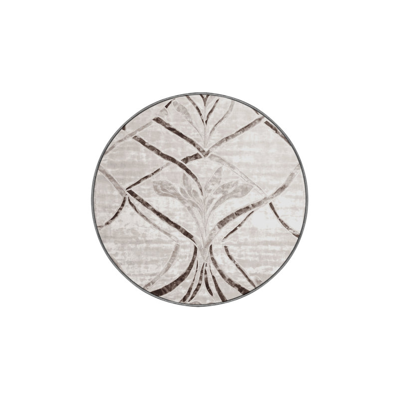 Tapis gris lavable à la machine, Rond 5 pi