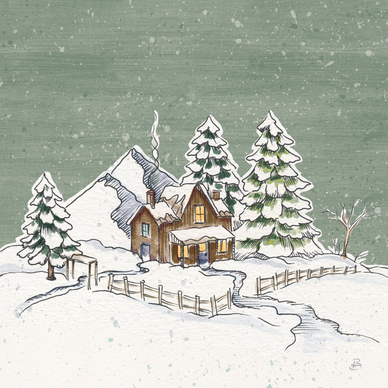 Holiday Toile Cabin Neutral Crop by Daphne Brissonnet - Wrapped Canvas Painting, 122cm H x 122cm W