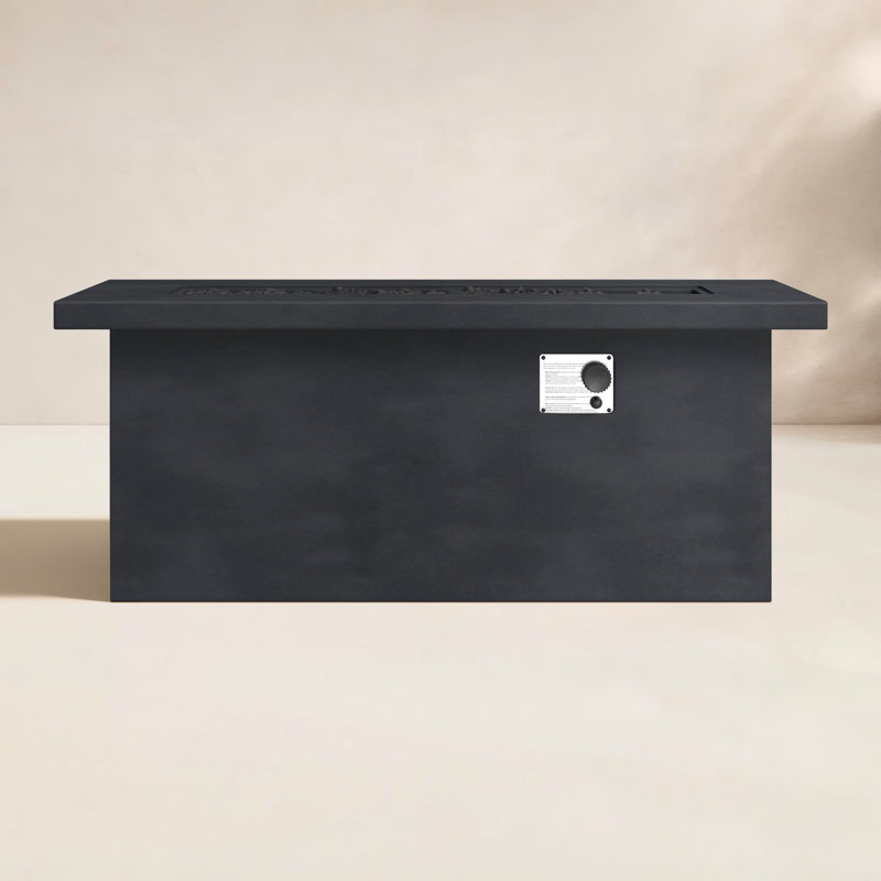 Table de foyer rectangulaire extérieure en béton Rashid, H 24 po x l 60 po x P 26 po, Gris anthracite