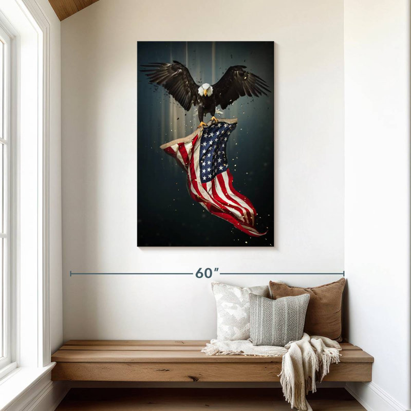 Borges Eagle And American Flag, 45" H x 30" W