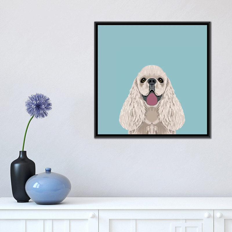 Cocker Spaniel, impression sur toile tendue, H 18 po x l 18 po x P 1,5 po, Toile encadrée noire, Pas de tapis