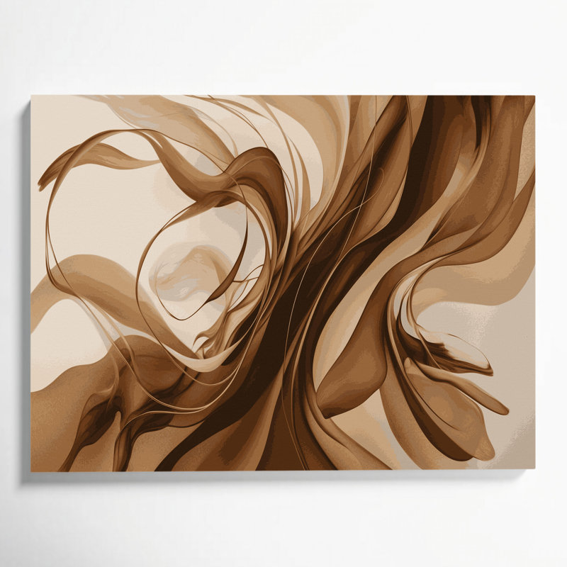 «Lyrical Abstraction 23», art mural sur toile beige, H 20 po x l 24 po