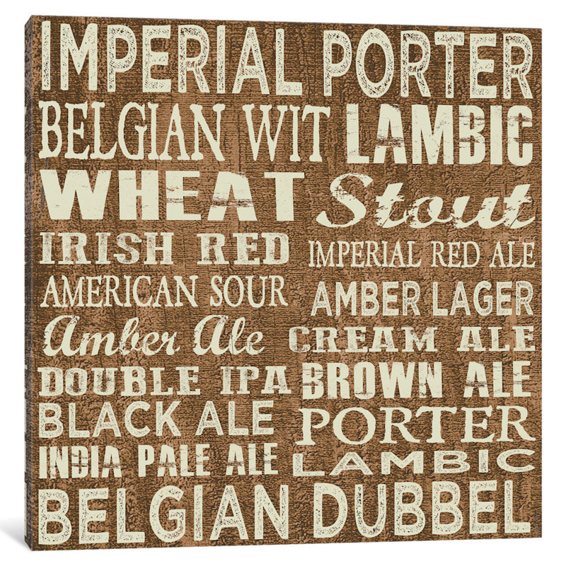 «Craft Beer Sign II», art textuel sur toile, H 48 po x l 48 po x P 1,5 po, Toile tendue, Pas de tapis