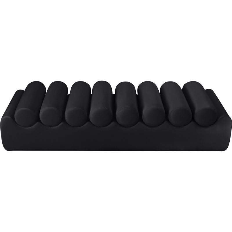 Banc en cuir Rumble Vegan, H 16,5 po x l 72 po x P 22 po, Cuir végétalien noir