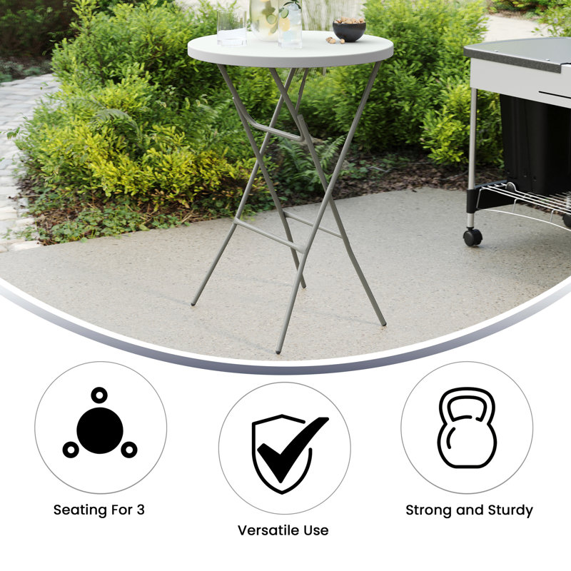 Gray Metal Bar Height Folding Table with White Plastic Top