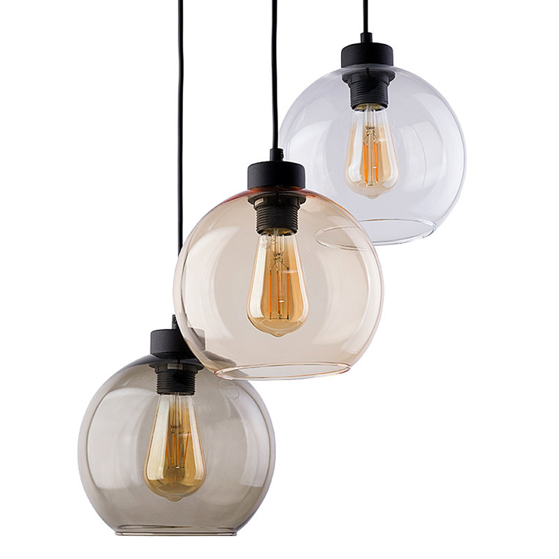 Antonito 3 - Light Stainless Steel Cluster Pendant, Transparent/Brown