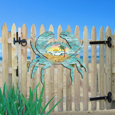 Décoration murale suspendue de porte en bois crabe figurine