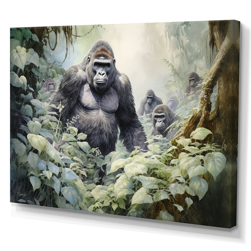 «Gorilla Jungle Journey», reproduction sur toile, Toile tendue, H 12 po x l 20 po x P 1 po