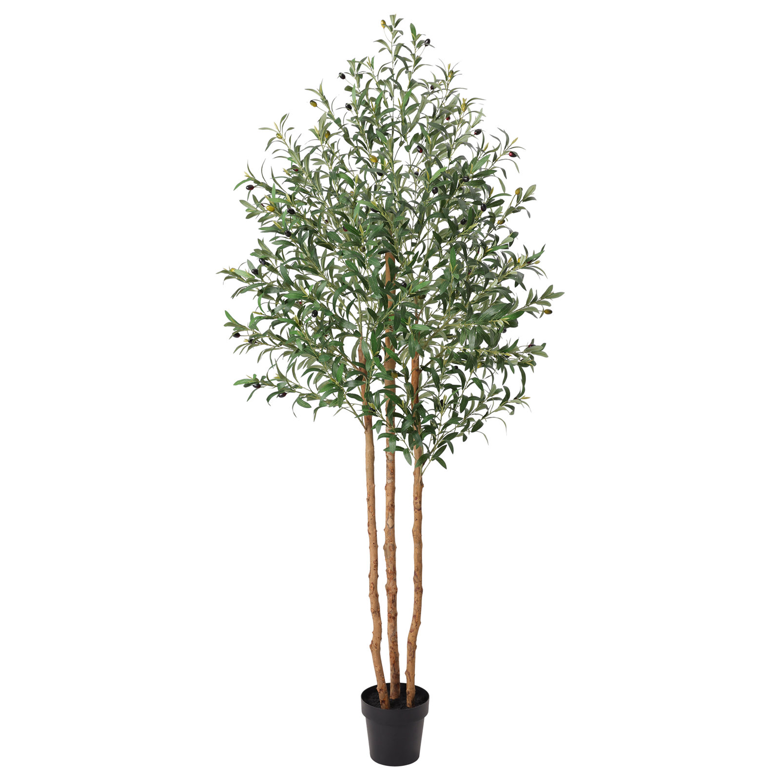 Artificial Olive Tree, Faux Olive Tree, Olive Tree Artificial, Fake Olive Tree, Tall Artificial Olive Tree - Potted Indoor Decor for Home Office - 5ft/6ft/7ft Tall Wood Trunk, Bendable Branches, Leaves & Lifelike Fruit for Living Room Entryway Corner