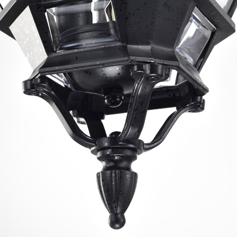 3 - Light Outdoor Hanging Lantern, Textured Black