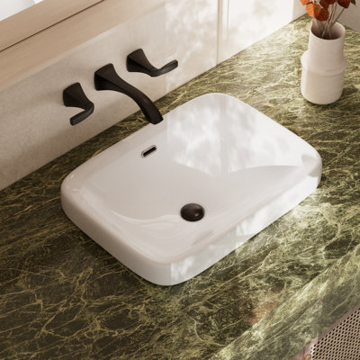 Lavabo de salle de bain vasque rectangulaire semi-encastré avec trop-plein Los Flexi