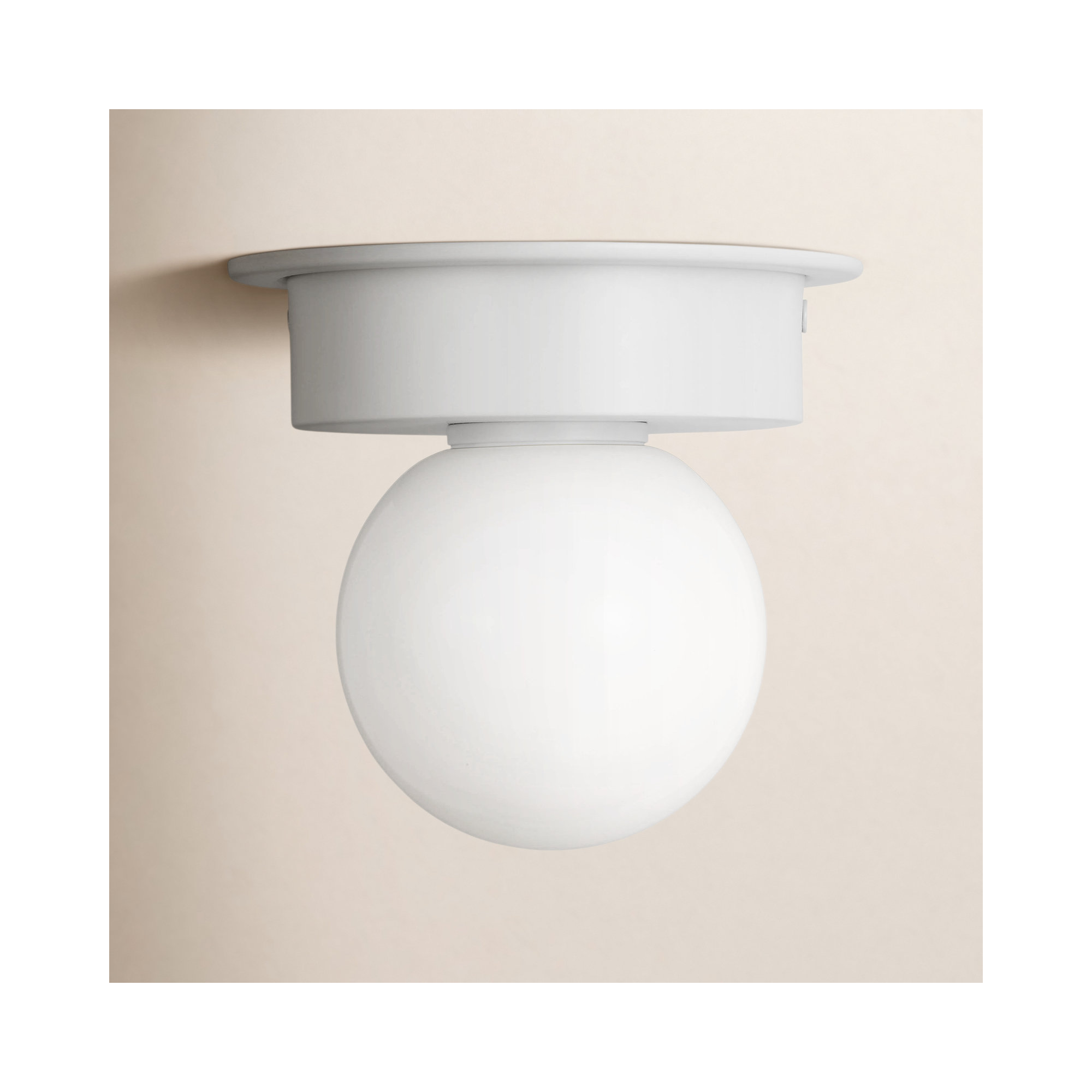Single Light Milk Glass Shade Flush Mount, 4.625" H x 8" W x 8" D