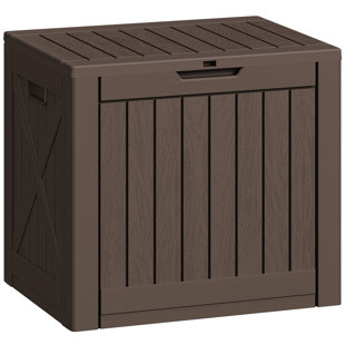 40 Gallons Lockable Resin Outdoor Deck Box And Patio Furniture Side Table