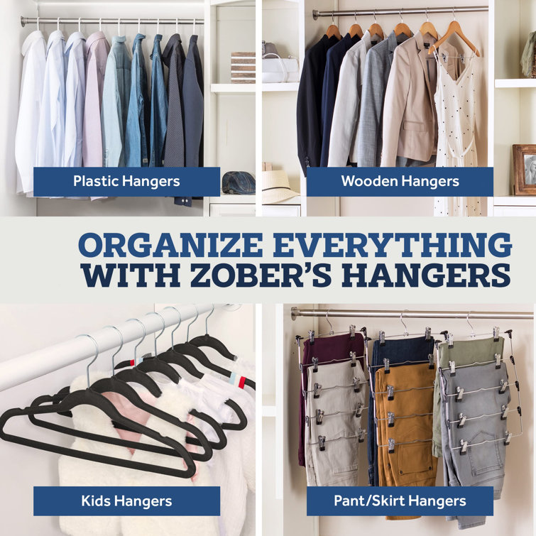OSTO 30 Pack Premium Velvet Hangers, Non-Slip Adult Hangers with Pants Bar and Notches, Thin Space Saving 360-Degree Swivel Hook Black