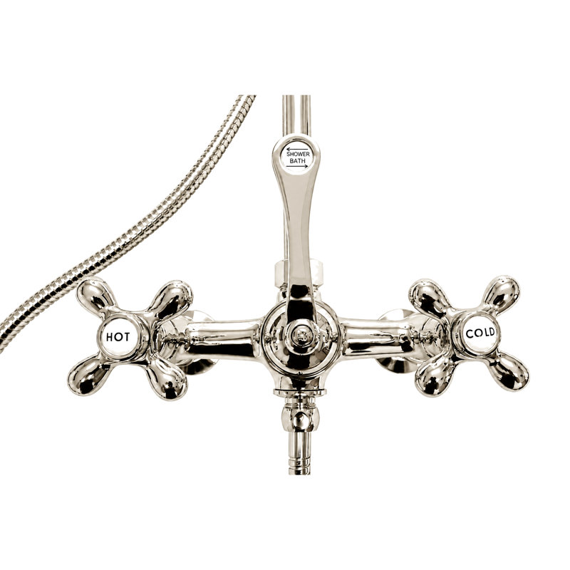 Exposed  Shower System 48" Wall Mounted with Shower Head and Handshower and Lever/Cross Handles