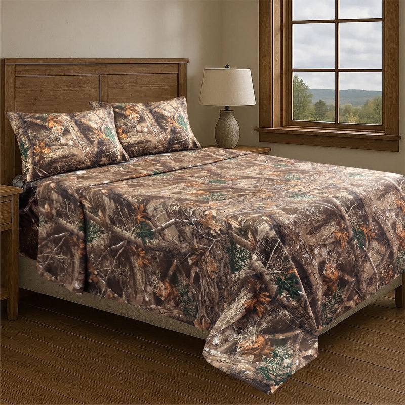 Ensemble de draps Realtree Edge Camo, Ensemble de draps pour lit simple avec un drap-hou