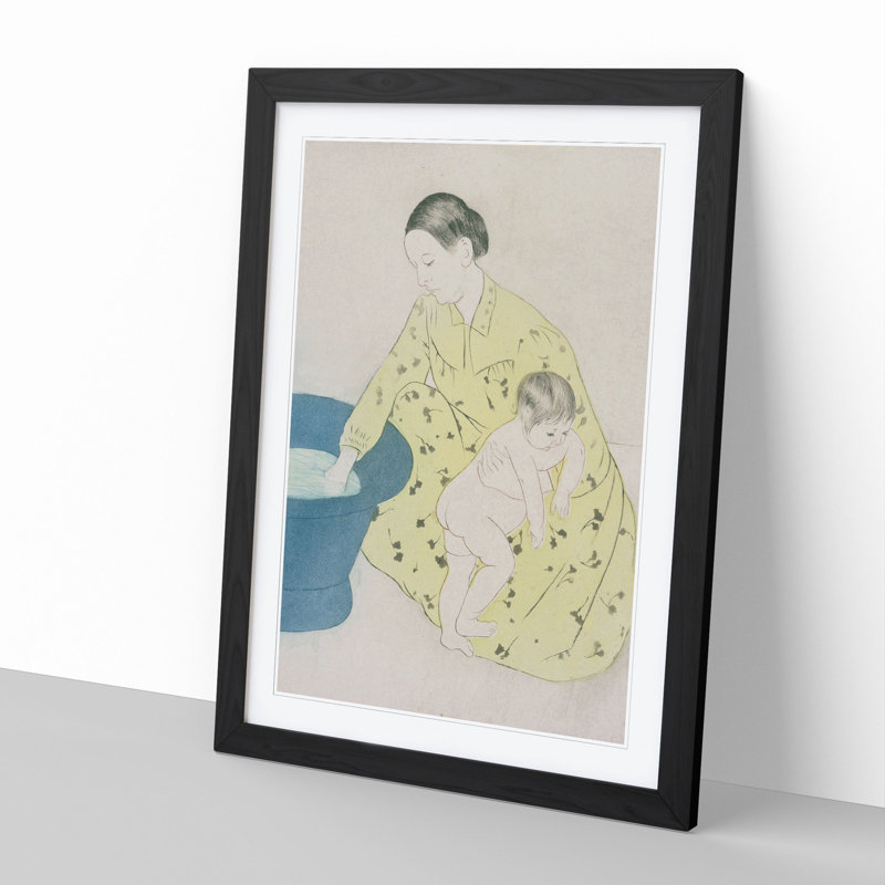 The Bath by Mary Cassatt - Picture Frame Painting, 36cm H x 27cm W x 2cm D, Black Framed