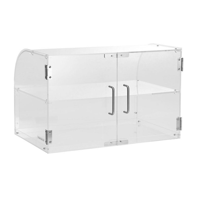 Vitrine à pâtisserie, vitrine de comptoir commerciale à 2 niveaux, boîte de présentation en acrylique avec porte arrière et étagères amovibles, idéale pour conserver la fraîcheur des beignes, bagels, gâteaux et biscuits, 56 x 36 x 36 cm