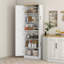 Garde-manger autoportant 67 po, armoire de rangement à 4 portes avec tablettes réglables, armoire de cuisine avec portes et tablettes, blanc vieilli