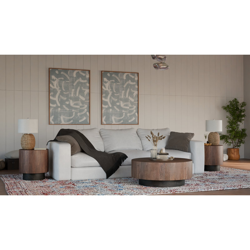 Solid Mango Wood Round Coffee Table, Brown
