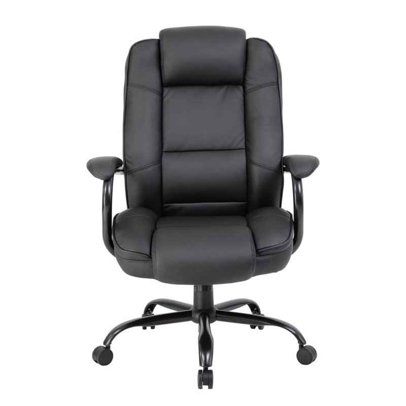Liv Rolling Oversized Swivel Chair, Black Faux Leather, 400Lbs