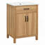 Meuble-lavabo de salle de bain avec structure en bois massif, tiroir rabattable, 2 portes à fermeture douce avec rangement pour porte, tablette réglable-854074216