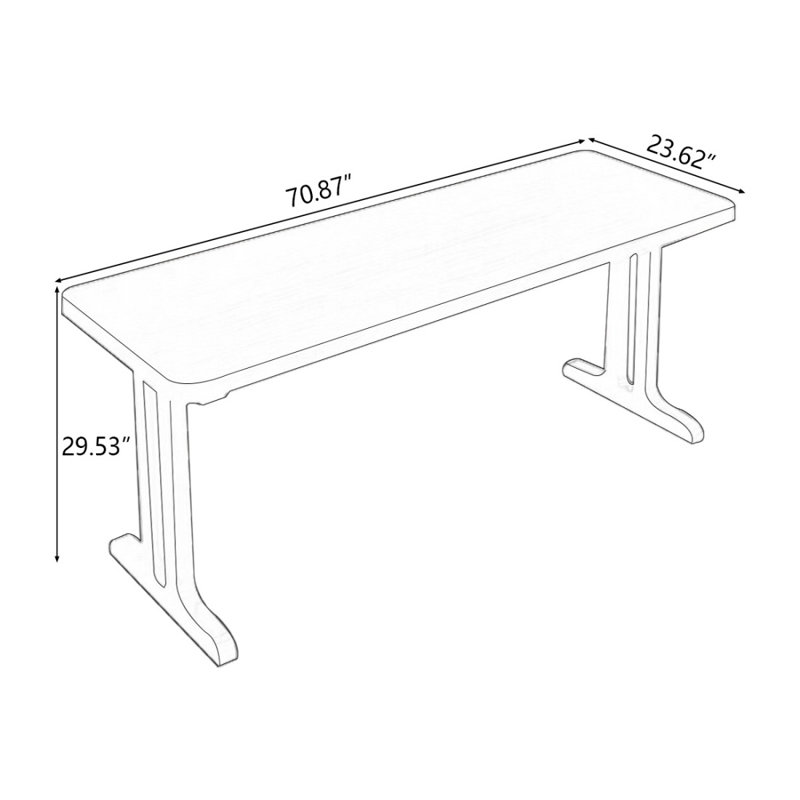 Nut-brown Rectangular Solid Wood Writing desk, 29.53" H x 70.87" W x 23.62" D
