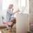Backed Adjustable Height Ergonomic Lab Stool with Removable Casters/Wheels-303915290