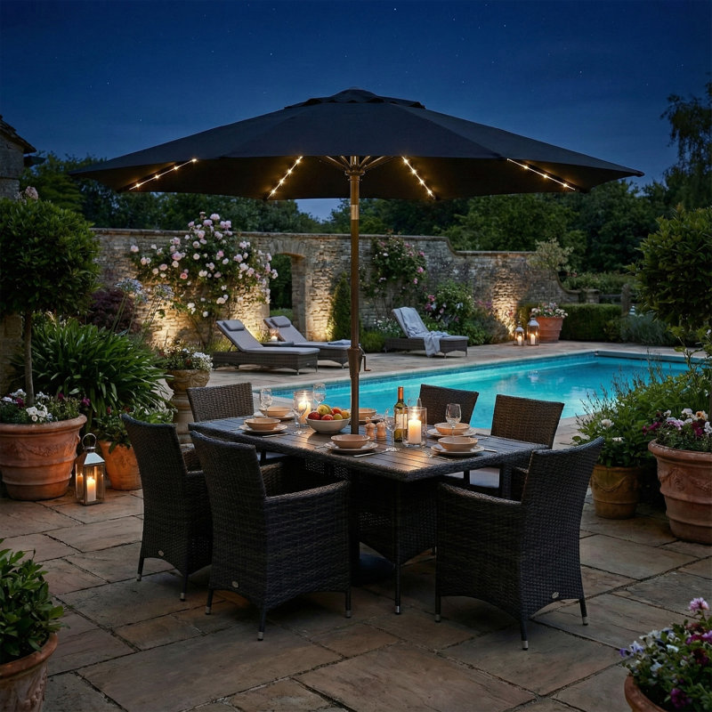 Market Parasol, 300cm W x 300cm D, Grey