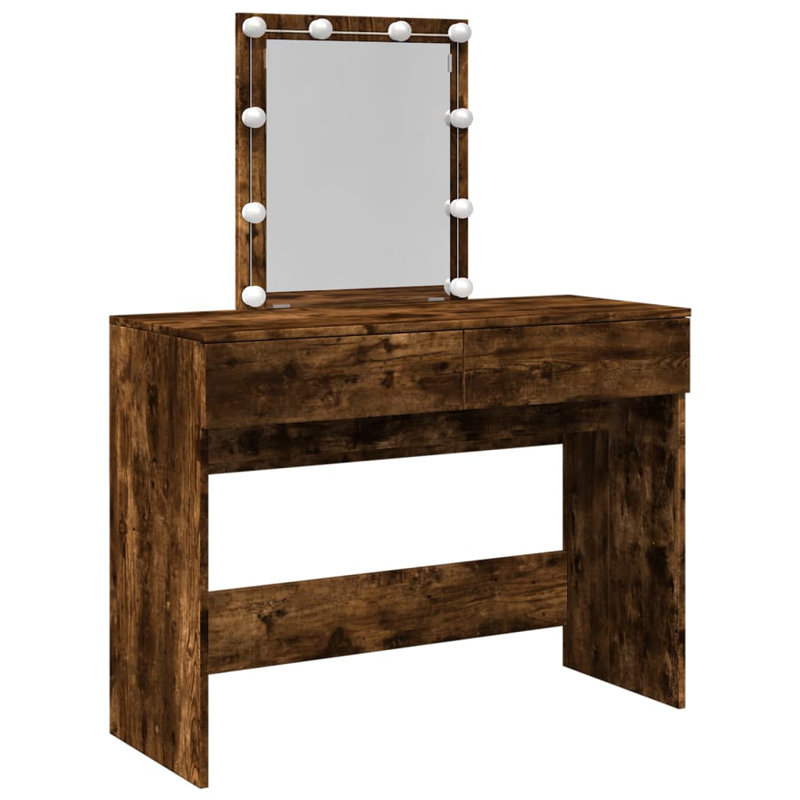 Dressing Table with Mirror, Smoked Oak
