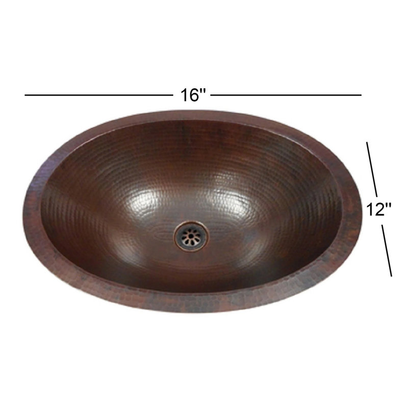 Lavabo de salle de bain ovale 16 "en cuivre avec drain, parfait pour les tonneaux à vin et à whisky