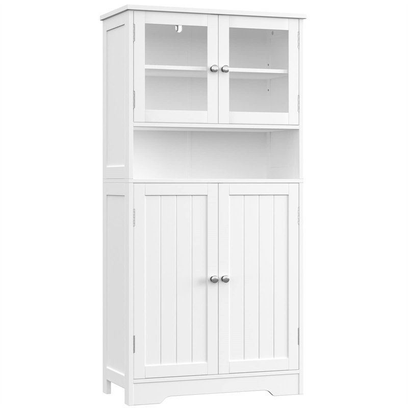 Armoire à thé et café noir Elegant | Porte en verre | Vaste espace de rangement | Multi-usage, Blanc