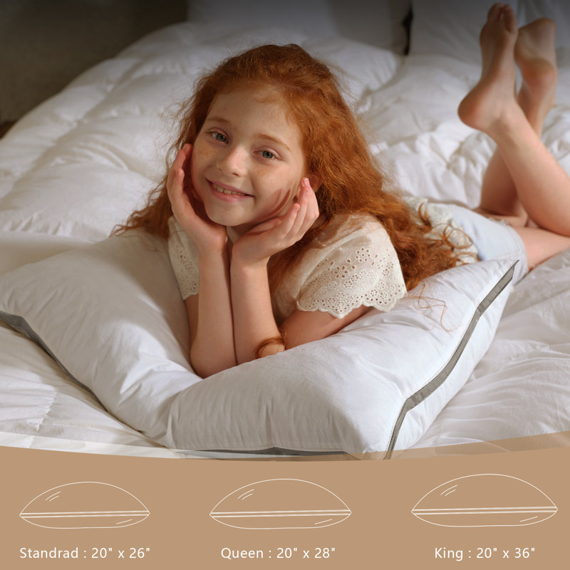Freman Goose Down Pillows Set of 2 – Perfect Balance of Softness and Support, Neck Pain Relief for Side & Back Sleepers, Hotel Quality Bed Pillows