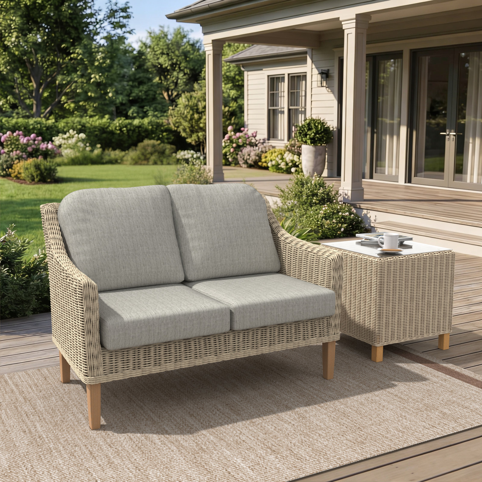 Amala 22" Sunbrella® Seat and Back Cushion, Canvas Granite Sunbrella® Canvas