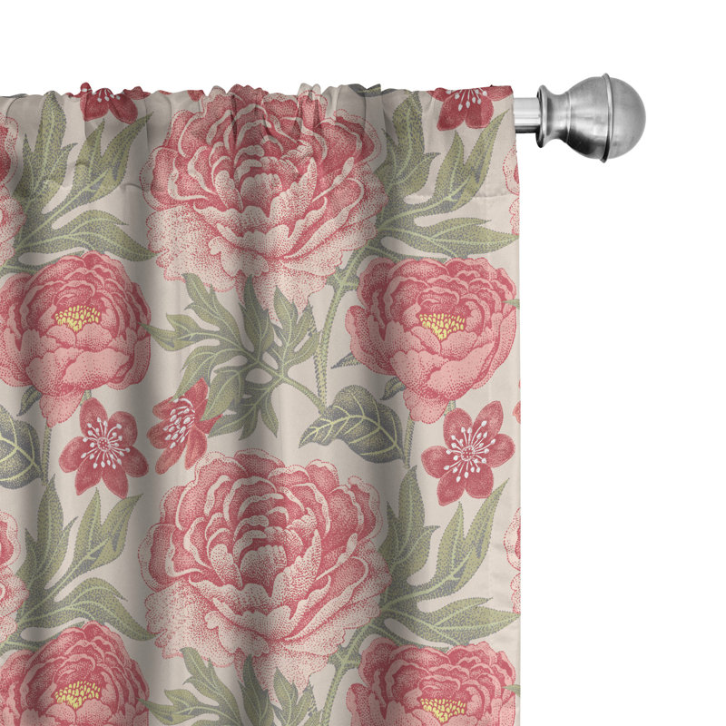 Floral Semi-Sheer Rod Pocket Curtain Panels, 28" x 84"