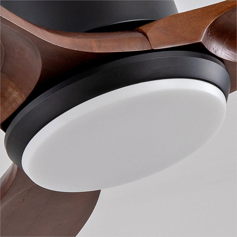 Ventilateur de plafond en bois massif de 36 pouces avec lumière DEL à intensité variable et télécommande, noir classique, pour les espaces intérieurs et extérieurs couverts