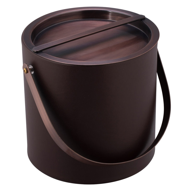 Senetta Leatherette Ice Bucket, Chocolate/Oil Rubbed Bronze