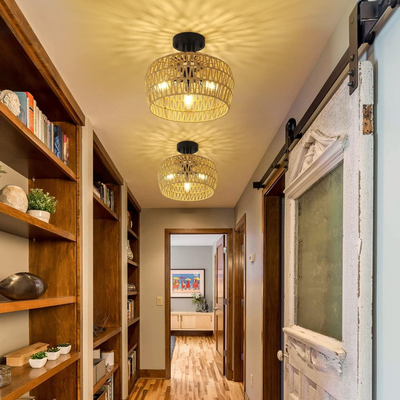 Rattan Semi Flush Mount