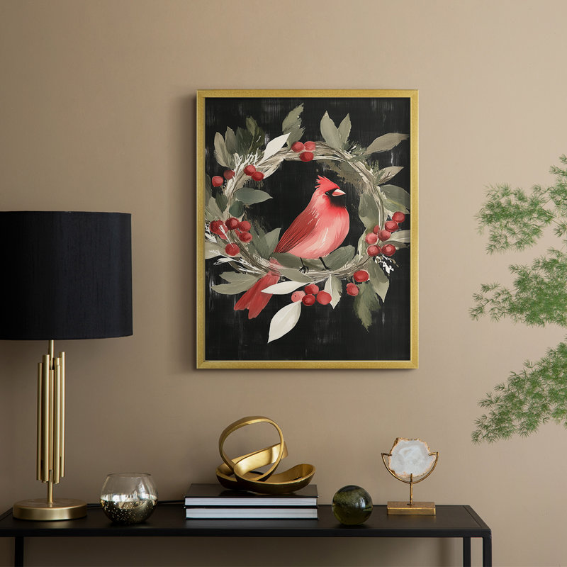 «Christmas Holiday Art Cxxxi», reproduction d'art encadrée - bois massif, H 30 po x l 24 po, Doré