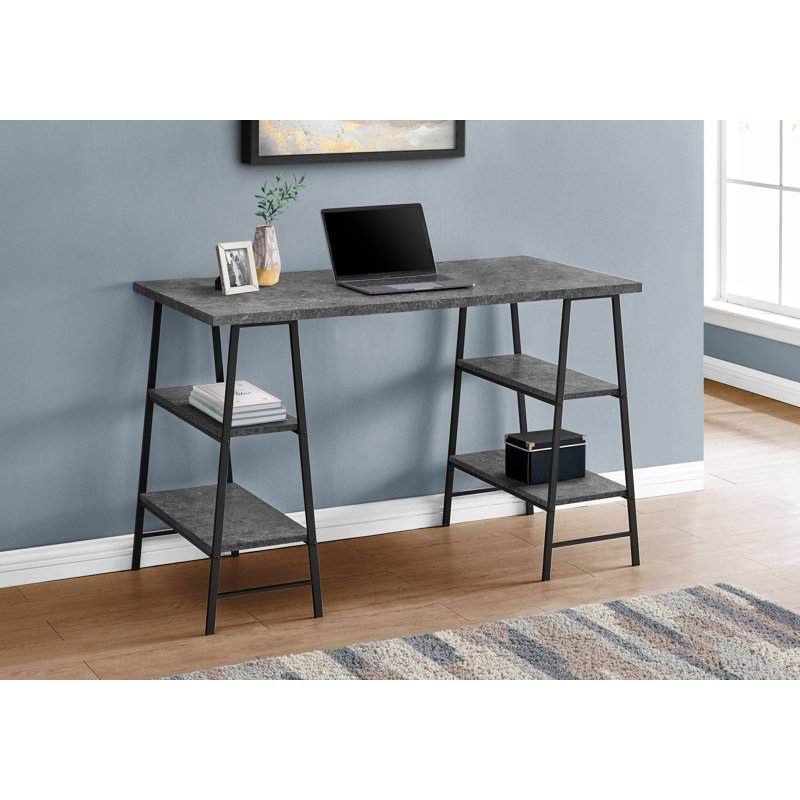 Bureau d'ordinateur, bureau personnel, ordinateur portable, tablettes de rangement, L 48 po, travail, métal stratifié, contemporain, moderne