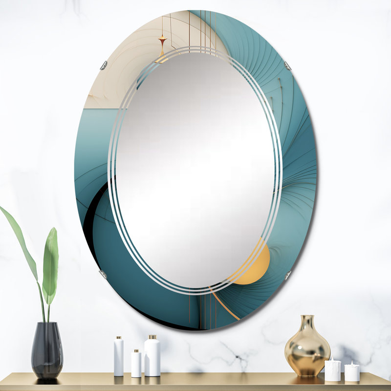 Manzanillo - Miroir mural moderne ovale, 36 po x 24 po