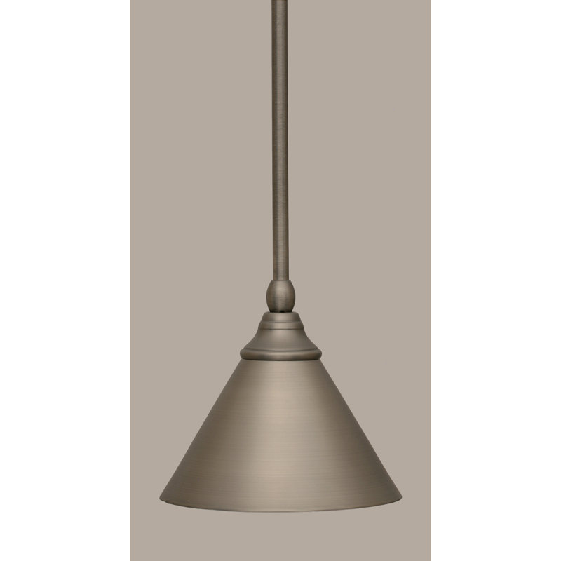 Mini-luminaire suspendu suspendu avec abat-jour conique en métal de 7 po, Nickel brossé