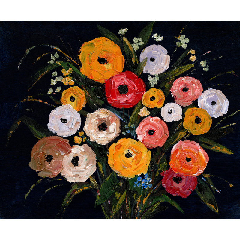 «Orange and Red Flower Bouquet», reproduction sur toile tendue, H 8 po x l 12 po