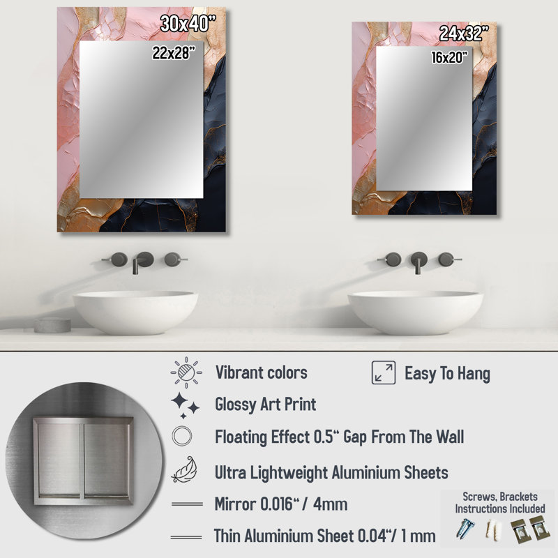 Rangler - Abstract Decorative Mirror On Metal, 32 po x 24 po